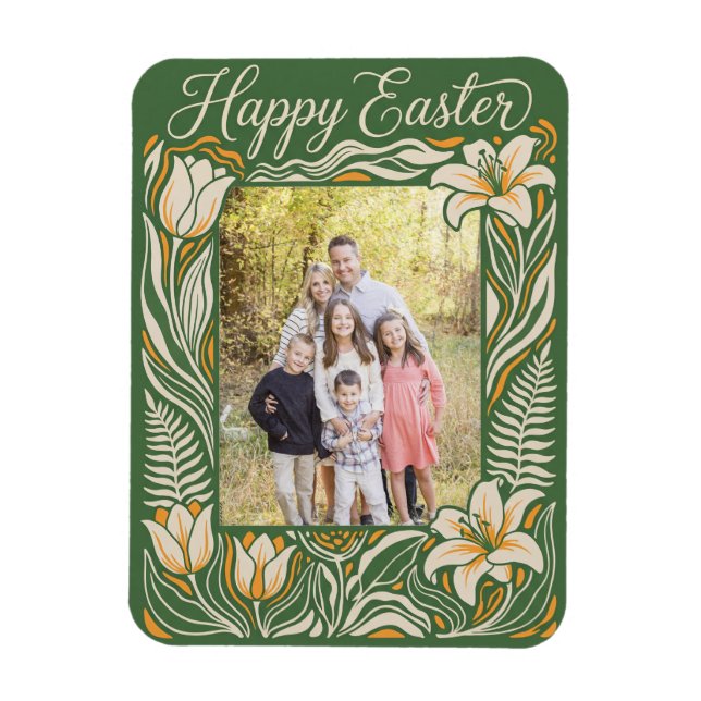  Floral Easter Personalized Lily & Daffodil Magnet (Vertical)
