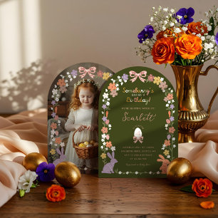 Floral Easter Somebunny’s Having a Birthday Photo Invitation