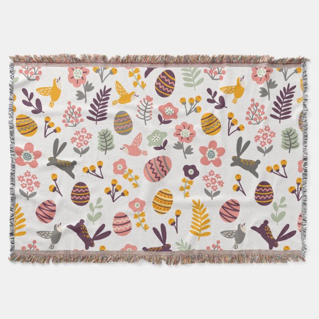 Floral Easter Spring Pattern | Throw Blanket (Front)