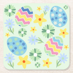 Floral Easter  Square Paper Coaster