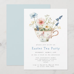 Floral Easter Tea Party Invitation