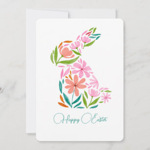 Floral easter watercolour bunny greeting card