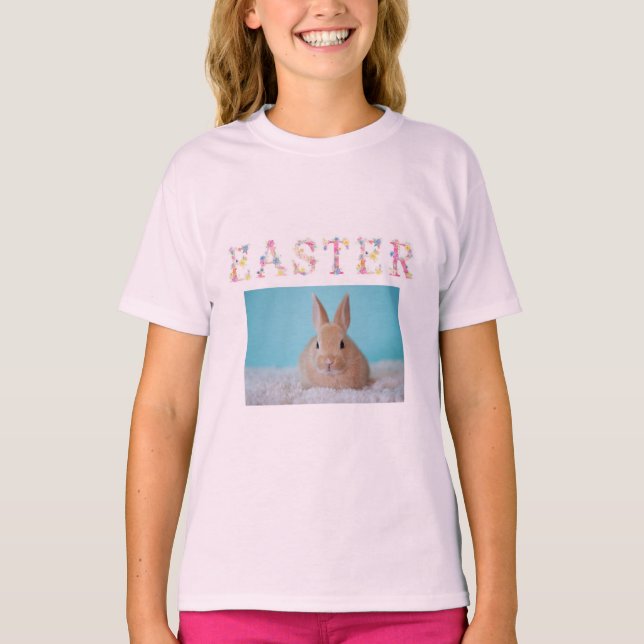 Floral Easter With Bunny T-Shirt (Front)