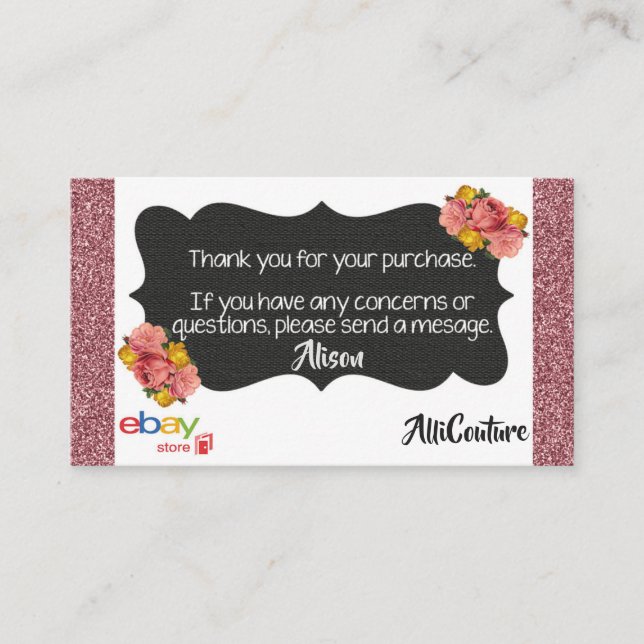 Floral eBay Store Business Cards Packing Slips (Front)