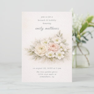 Floral Editorial Bouquet Brunch and Bubbly Invitation