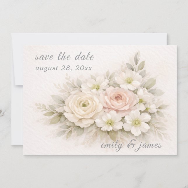 Floral Editorial Bouquet save the date cards (Front)