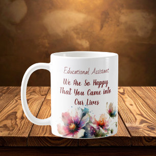  Floral Educational Assistant Pink  Personalise Coffee Mug