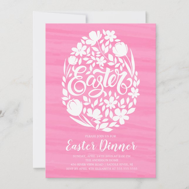Floral Egg Easter Dinner Party Invitation (Front)