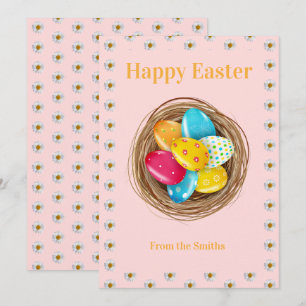 Floral egg nest happy easter holiday card