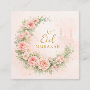 Floral Eid Mubarak – Blush Pink Islamic Gift f Enclosure Card