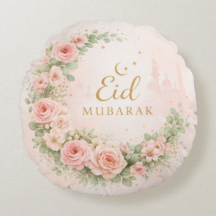Floral Eid Mubarak – Blush Pink Islamic Gift f Round Cushion