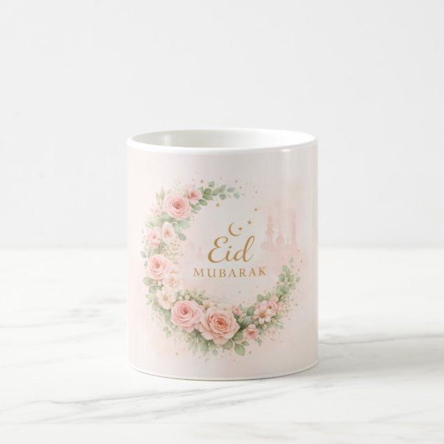 Floral Eid Mubarak Mug – Blush Pink Islamic Gift f (Center)