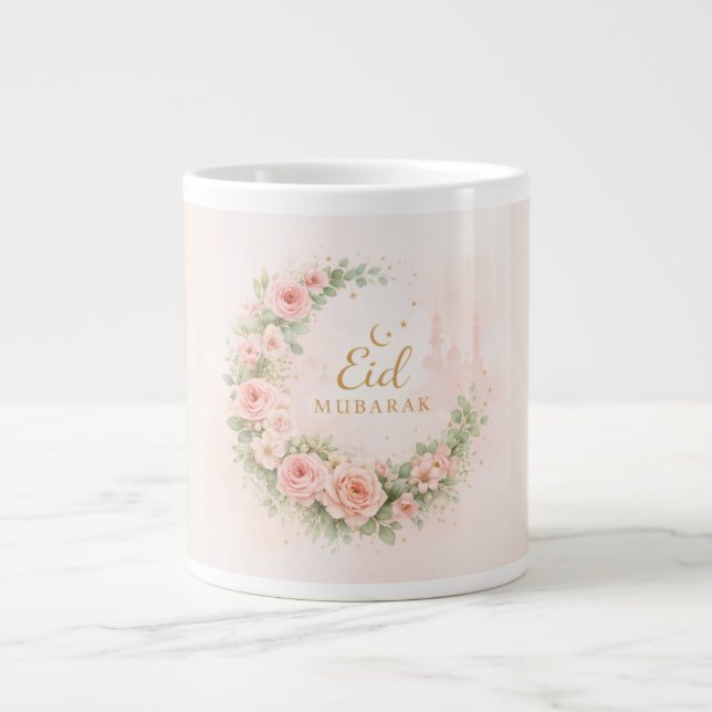 Floral Eid Mubarak Mug – Blush Pink Islamic Gift f (Front)