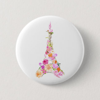 Floral eiffel tower 6 cm round badge