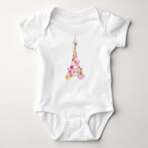 Floral eiffel tower baby bodysuit