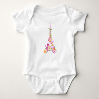 Floral eiffel tower baby bodysuit