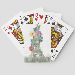 Floral Eiffel Tower   Paris, France Playing Cards