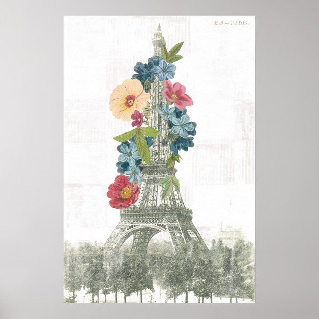 Floral Eiffel Tower | Paris, France Poster (Front)