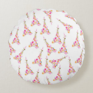 Floral eiffel tower round cushion