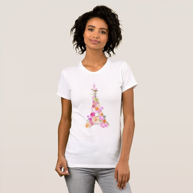 Floral eiffel tower T-Shirt (Front Full)