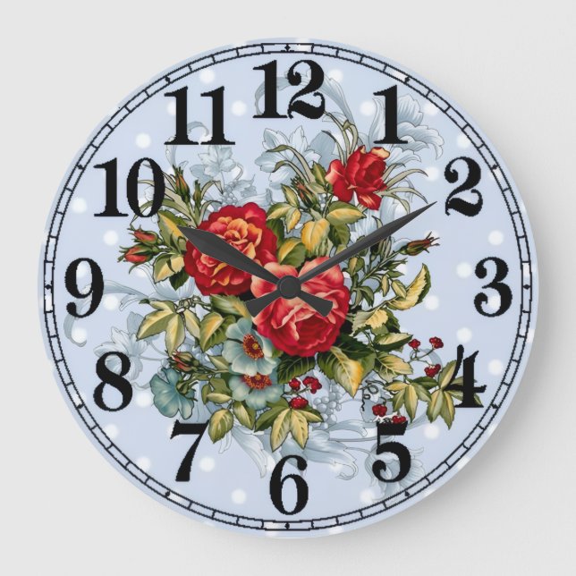 Floral Elegance 10.75" Round Acrylic Wall Clock (Front)