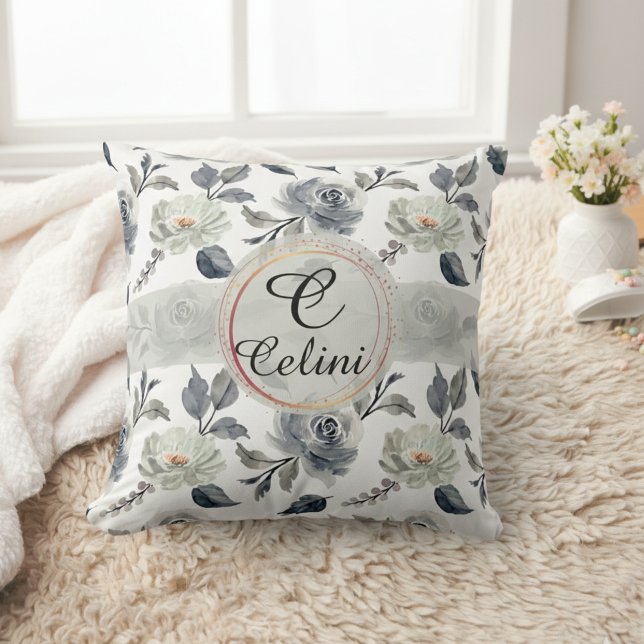 Floral Elegance: A Stunning Watercolor Pattern  Cushion (Personalized Floral Watercolor Throw Pillow with Elegant Seamless Pattern)