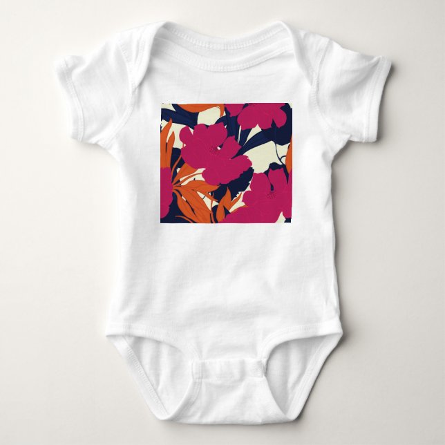 Floral elegance: abstract pattern baby bodysuit (Front)