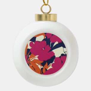 Floral elegance: abstract pattern ceramic ball christmas ornament