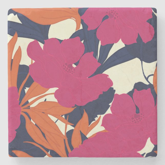 Floral elegance: abstract pattern stone coaster (Front)