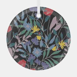 Floral Elegance: Abstract Vintage Background Glass Tree Decoration