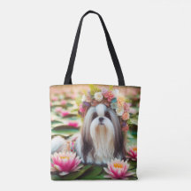Floral Elegance by the Water" Canvas Tote Bag