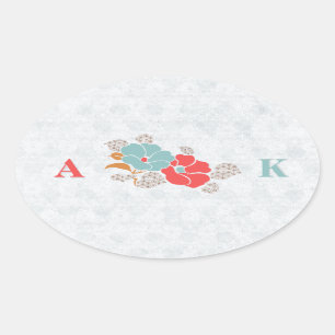"Floral Elegance" Collection Oval Sticker