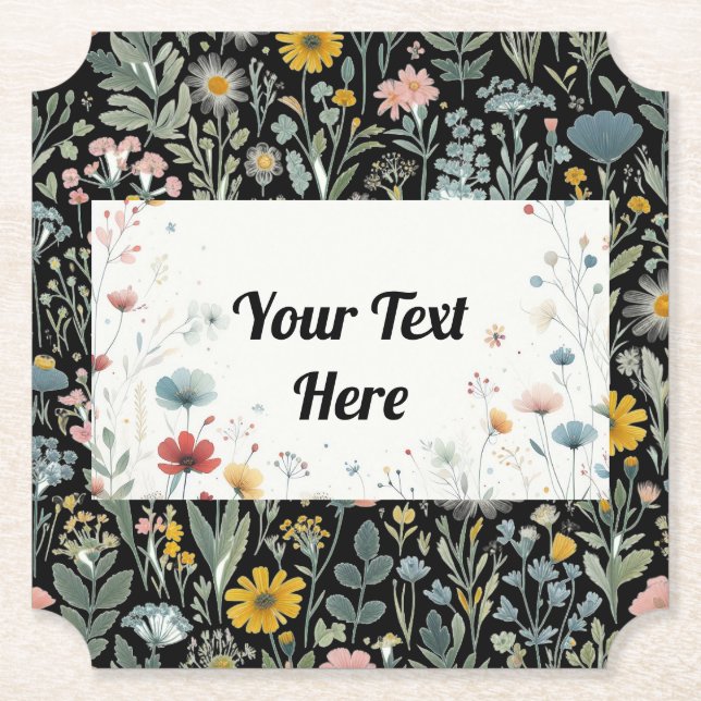 Floral Elegance: Customisable  Paper Coaster (Front)