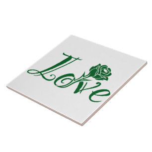Floral Elegance: Love Illustrated with Rose Ceramic Tile