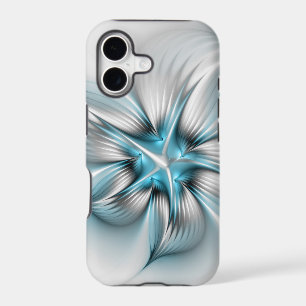 Floral Elegance Modern Abstract Blue Fractal Art