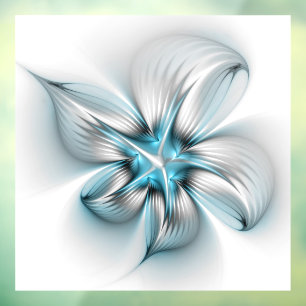 Floral Elegance Modern Abstract Blue Fractal Art