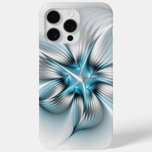 Floral Elegance Modern Abstract Blue Fractal Art Case-Mate iPhone Case (Back)