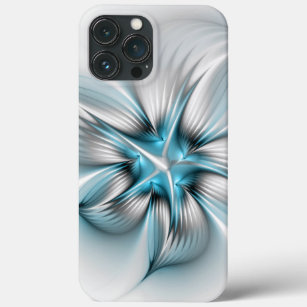 Floral Elegance Modern Abstract Blue Fractal Art iPhone 13 Pro Max Case