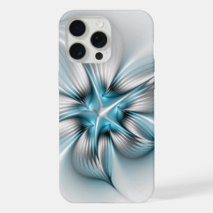 Floral Elegance Modern Abstract Blue Fractal Art iPhone 15 Pro Max Case