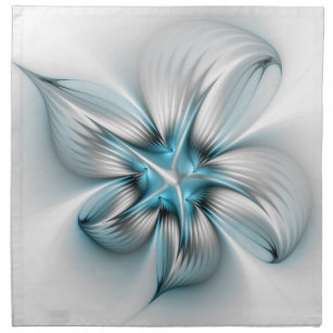 Floral Elegance Modern Abstract Blue Fractal Art Napkin