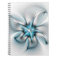 Floral Elegance Modern Abstract Blue Fractal Art