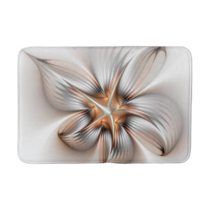 Floral Elegance Modern Abstract Fractal Art Bath Mat