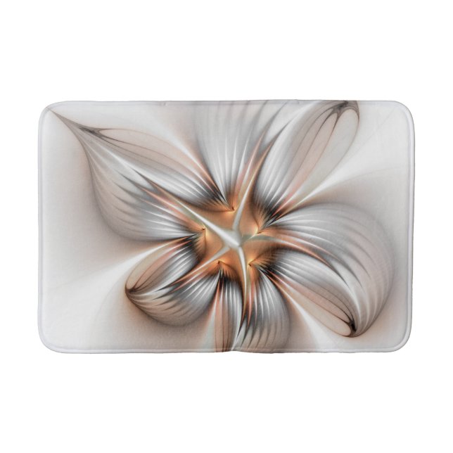 Floral Elegance Modern Abstract Fractal Art Bath Mat (Front)