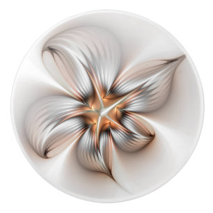 Floral Elegance Modern Abstract Fractal Art Ceramic Knob