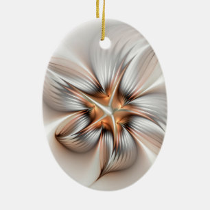 Floral Elegance Modern Abstract Fractal Art Ceramic Ornament