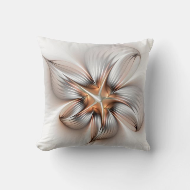 Floral Elegance Modern Abstract Fractal Art Cushion (Front)