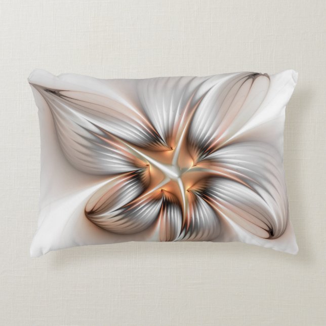 Floral Elegance Modern Abstract Fractal Art Decorative Cushion (Front)