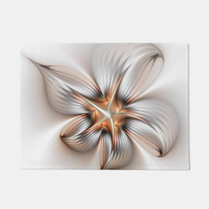 Floral Elegance Modern Abstract Fractal Art Doormat