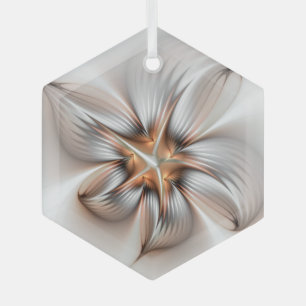 Floral Elegance Modern Abstract Fractal Art Glass Tree Decoration