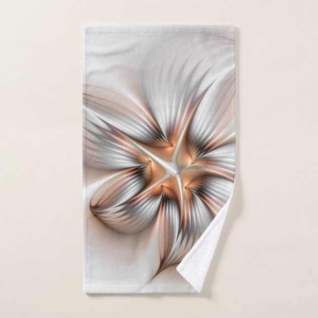 Floral Elegance Modern Abstract Fractal Art Hand Towel (Hand Towel)